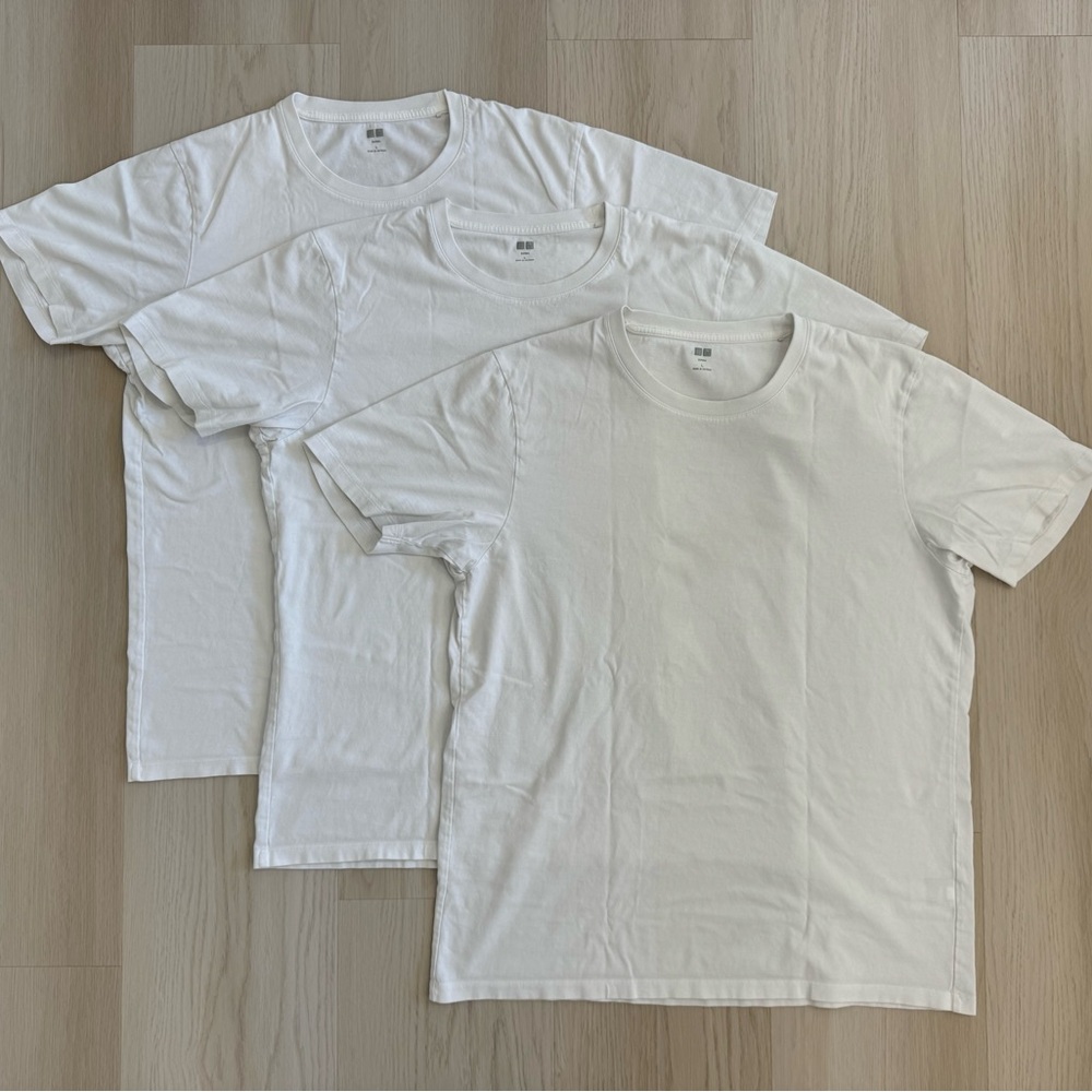 Uniqlo Men’s Supima Cotton T-Shirt size L White 3-pack Bundle